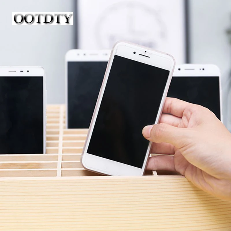 

OOTDTY 24 Cells Multifunctional Wooden Storage Box Mobile Phone Repair Tool Organizer