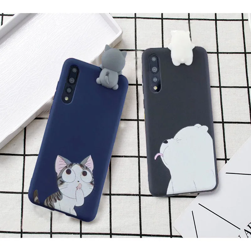Забавный мягкий чехол из ТПУ с 3D рисунком для Huawei P30 Lite P20 Pro P8 2017 P10 силиконовый