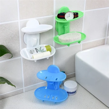 

Fashion dual-strong suction cup soap box soap dishes bunk water bath basket soap holder Soap Dish Plate Holder Kitchen Bathroom