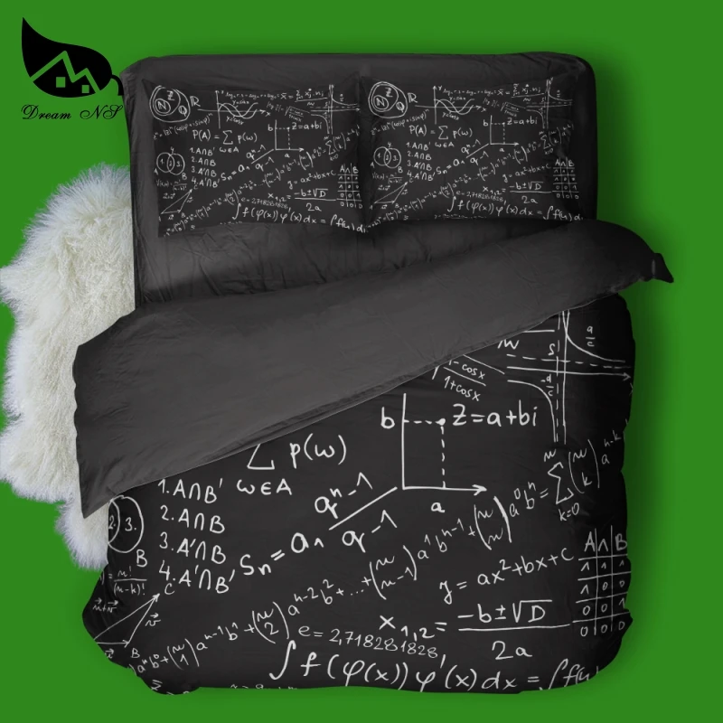 Черный комплект постельного белья с математическими уравнениями Dream NS Sci-fi, пододеяльник, наволочка, индивидуальный домашний текстиль - Цвет: black