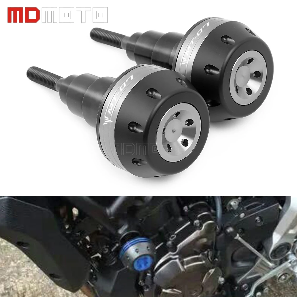 

New One Pair CNC Frame Slider Protector Guard For Yamaha MT07 MT 07 2014 2015-2018 engine protection Sliders with MT-07 logo