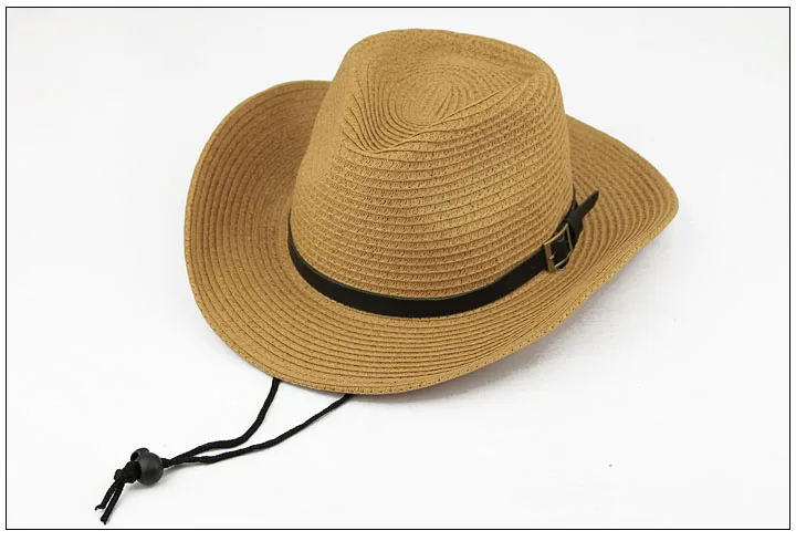 Новое поступление, унисекс, ковбойская шляпа, складная Соломенная Шляпа Fedora, Повседневная летняя пляжная шляпа с черной лентой, смешанные цвета - Цвет: khaki