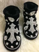 European stations new winter snow boots warm cotton-padded heavy-bottomed boots rhinestones female cotton-padded shoesSpecials