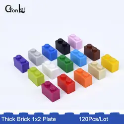 120 шт./лот MOC толстый кубик 1x2 пластины Building Block части аксессуары DIY kit игрушки дети дизайнер совместимый с лего