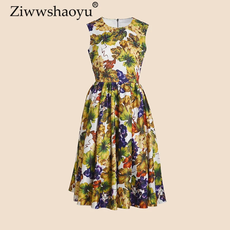 Temperamento L'estate Della Bianco E Alta blu Da A Qualità Ziwwshaoyu Boemia Vestito Uva Che Di Borda Stampa 2019 Navy line collo Nuovo O Primavera wSRttaqx1