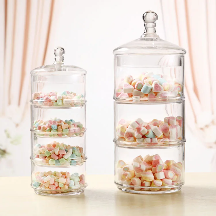 Continental-3layer-wedding-decorations-candy-jar-transparent-glass-bottle-storage-ruled-dessert-snacks-Sugar-Bowl-Canister