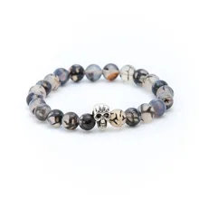 Faitheasy панк человеческий скелет голова натуральный 8 мм Черный Дракон Дизайн бисера Фенечка