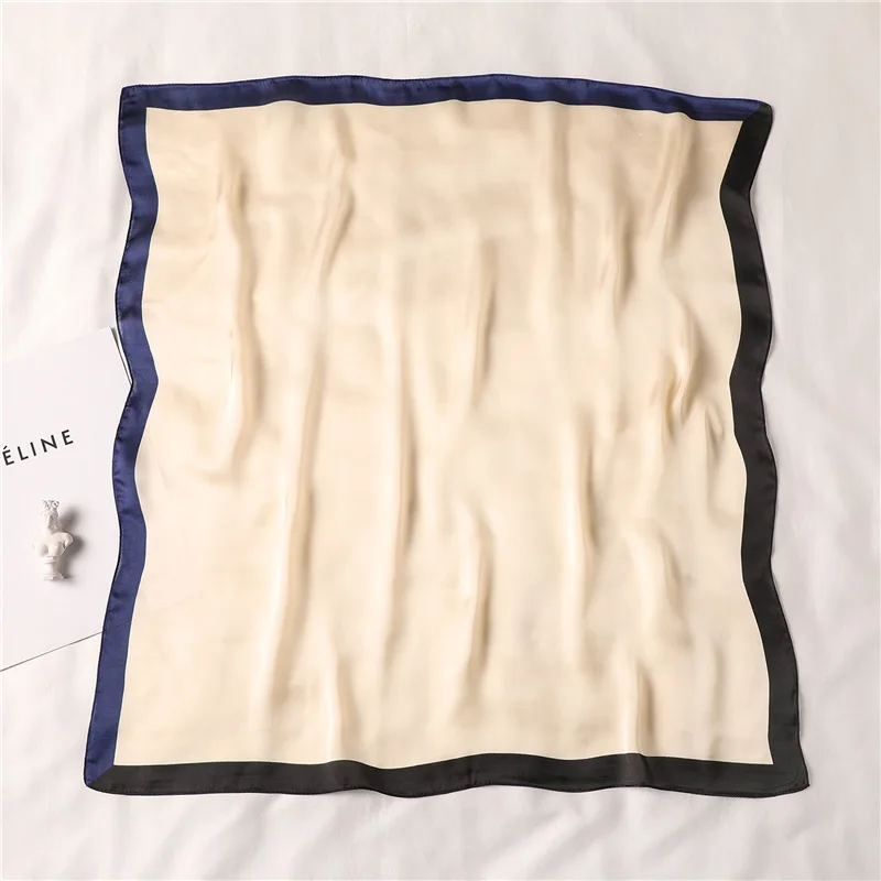 

Women's Square Silk Scarf Solid Print Summer Shawls and Wraps Female Small Office Scarf Foulard Headband Handkerchief 70*70CM