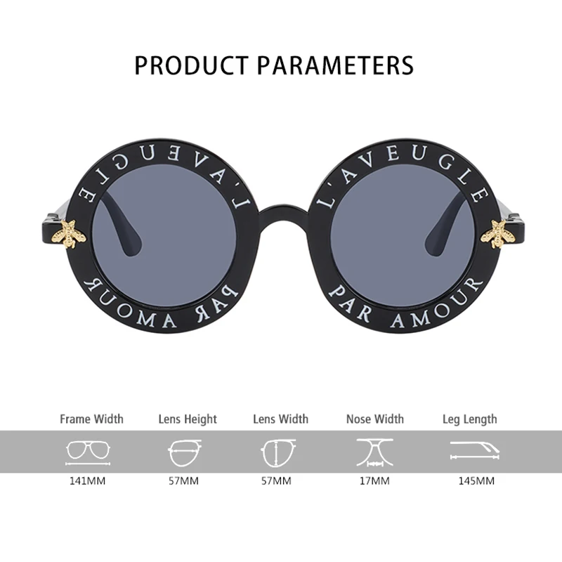 Королевские винтажные круглые женские солнцезащитные очки, фирменный дизайн, маленькая пчела, металлическая оправа, солнцезащитные очки для мужчин, английские буквы, Oculos ss965