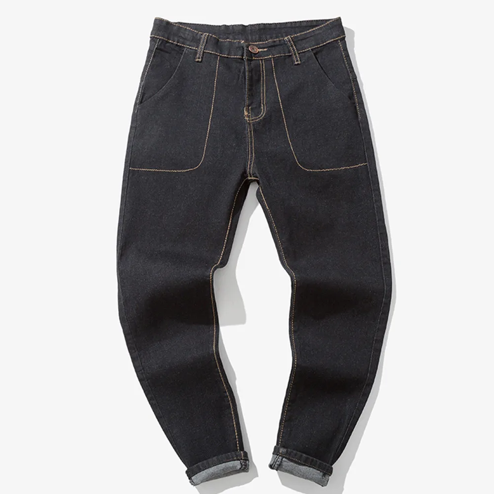 Летние мужские повседневные осенние джинсовые хлопковые винтажные рабочие брюки в стиле хип-хоп повседневные штаны для бега hombre