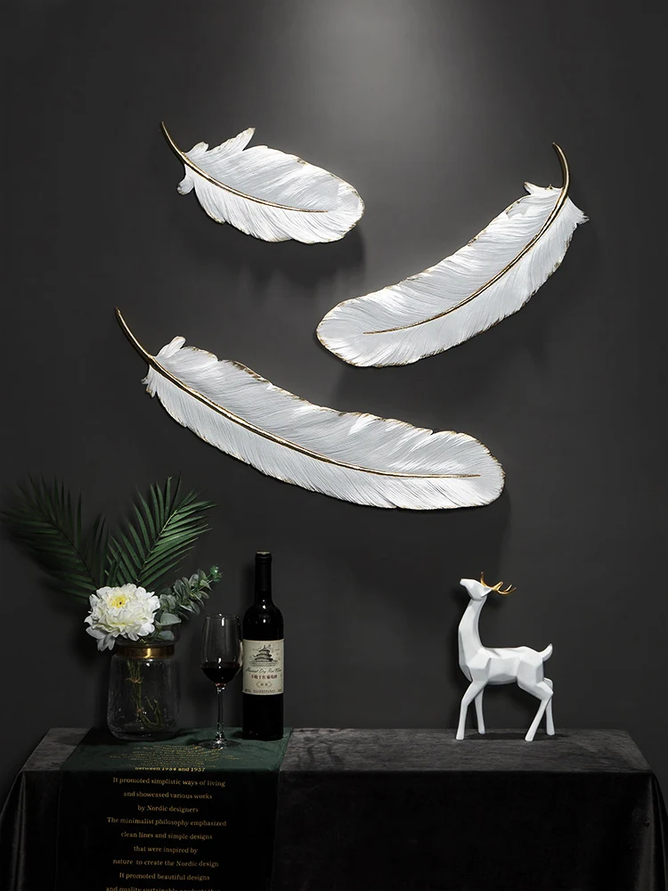  Nordic creative feather wall hanging indoor living room bedroom office wall decoration personality  - 33026384296