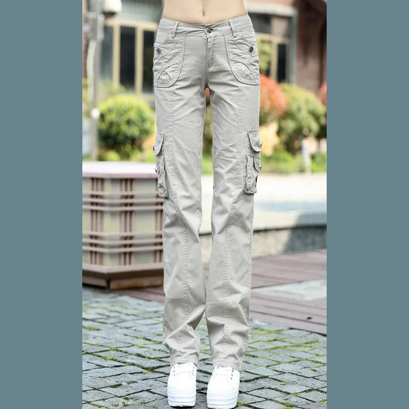  Plus Size Pantalon Femme 2019 Women Workout Cotton Military Combat Cargo Pants Overalls Ladies Stra