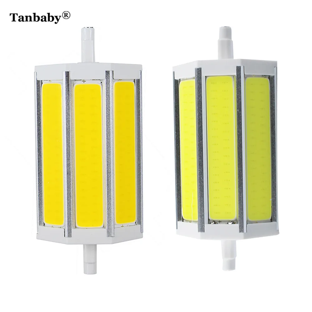 

Tanbaby Dimmable LED Lamp R7S 118 mm COB Tube LED Corn Bulb Indoor Light Replace Halogen Floodlight AC85-265V Warm White2pcs/lot