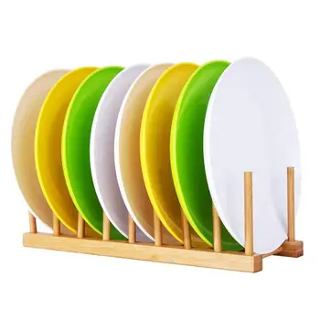 

Bamboo Dish Plate Bowl Cup Book Pot Lid Cutting Board Drying Rack Stand Drainer Storage Holder Organizer Kitchen Cabinet(Keep
