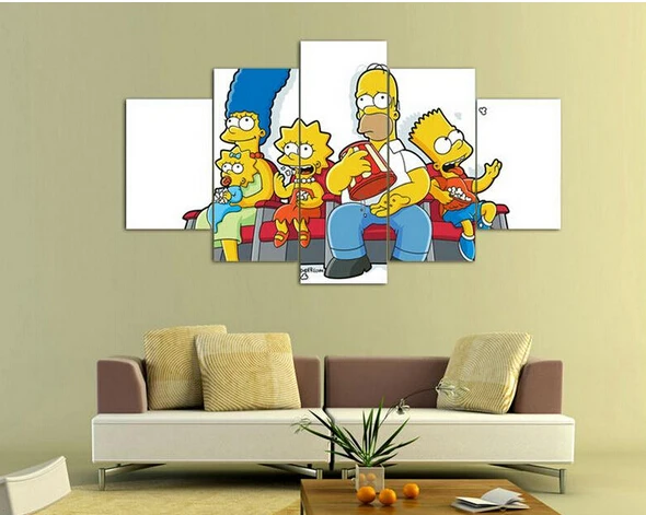 Cartoon simpsons Group Painting wall art children's room decor paint ...