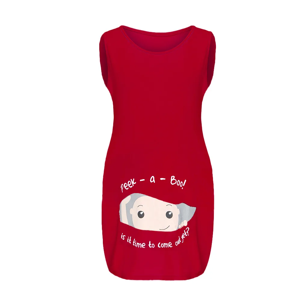 Рубашка для беременных, сексуальный топ для беременных с круглым вырезом, милые детские Блузы без рукавов топы Premama, летняя повседневная одежда для мам