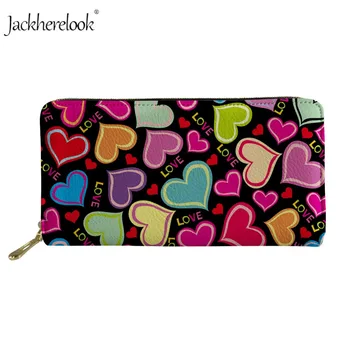 

Jackherelook Women Long Leather Wallet For Girls 2019 Luxury Heart Shaped Print Casual Coin Clutch Pocket Card Credit Lady Purse