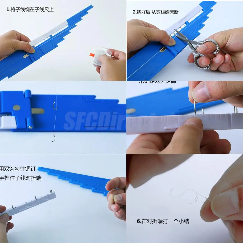 ABS Plastic Fishing Line Length Ruler Sub-line Knot-Tying Tackle Tool Cut Line Mearure Board Hook Accessories Yellow Green Blue