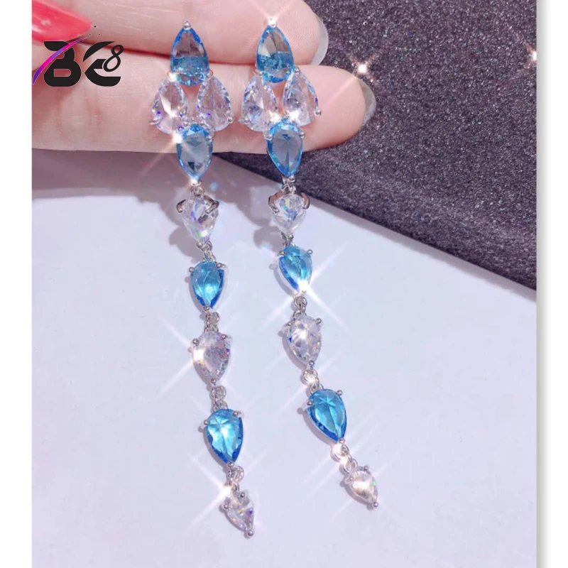 

Be 8 2018 New Elegant Water Drop Crystal Long Statement Earrings, Long Dangle Earrings for Women Gift Pendientes Mujer Moda E669