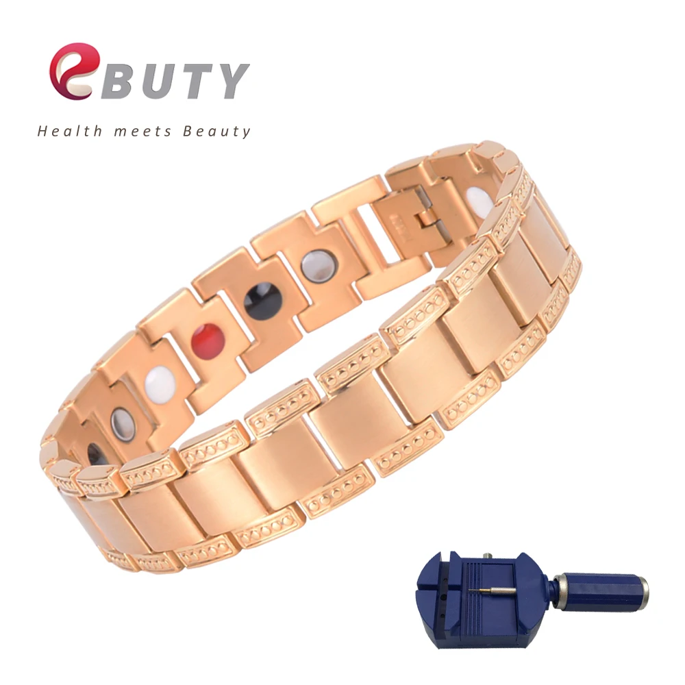 EBUTY элегантный Ювелирный Браслет Золото Титан энергия пихта ионы здоровья подарок браслеты магнит из Германия терапия