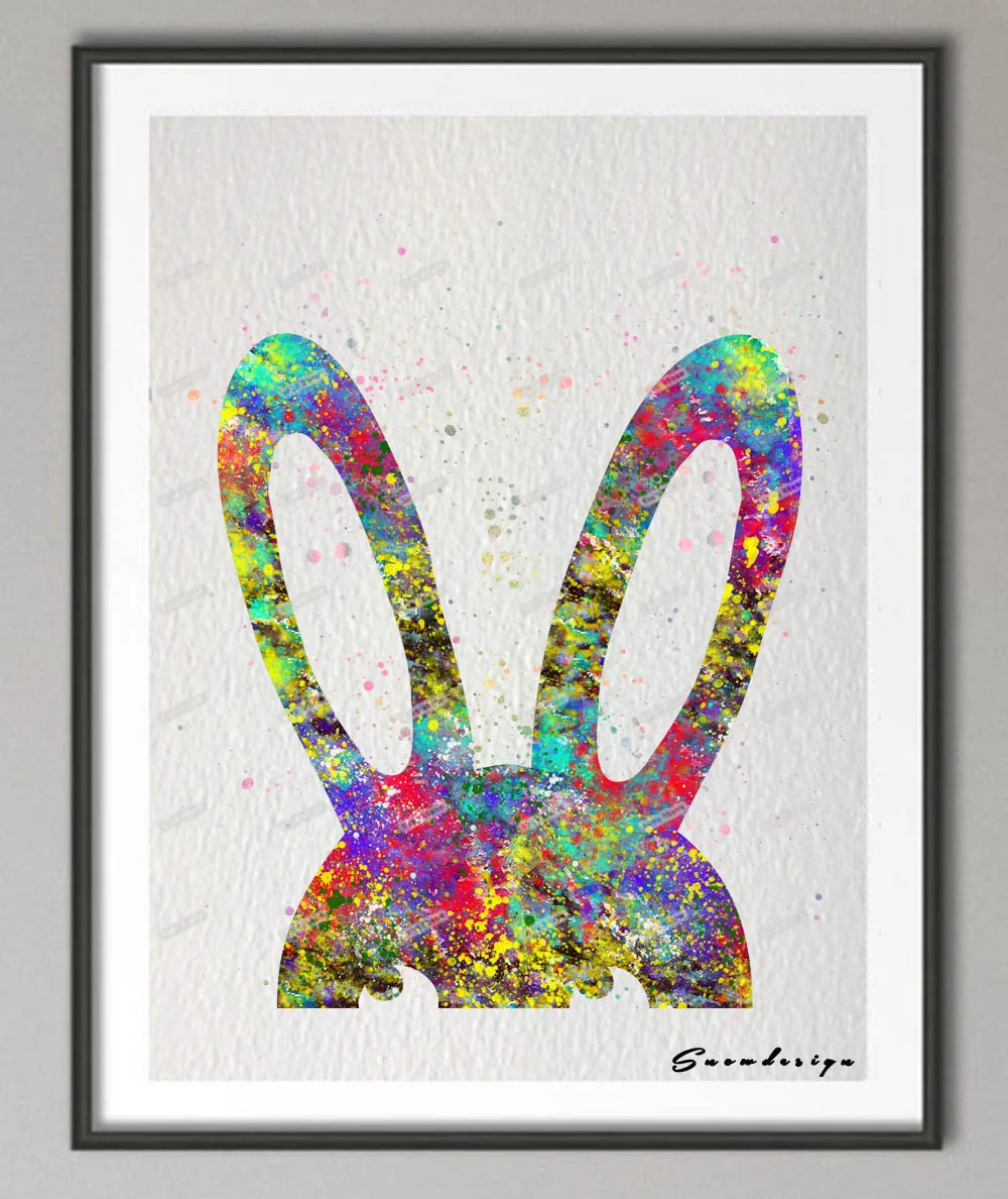 DIY Original watercolor Cute Bunny canvas painting Nursery wall art