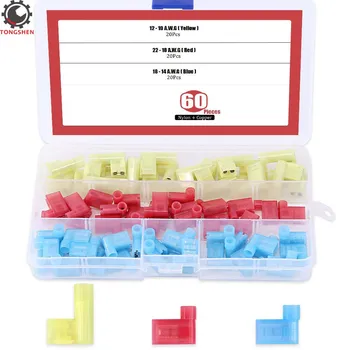 

60pcs Nylon Flag Spade Female Insulated Quick Disconnects Electrical Crimp Terminals Connector Flag Wire electrical Connector