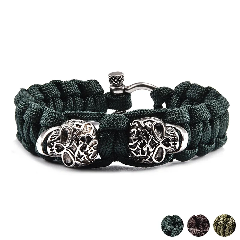 

CCD Alloy U button skull adjuster umbrella rope braiding life saving bracelet Hand woven survival Parachute rope Bracelet