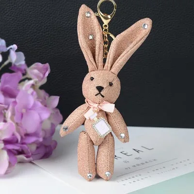 korea pink Felyskep милый пушистый брелок мини брелок для ключей кролик брелок с тканевой подвеской для женщин сумка Шарм Подвеска автомобиля брелок 264WA - Цвет: korea pink