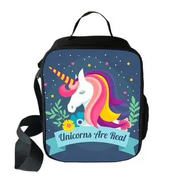 

Cartoons Kawai Unicorn Students School Food Bag Boys Girls Lunch bag Colorful Unicorn Picnic Bag Women Men Lunch Box Best Gift