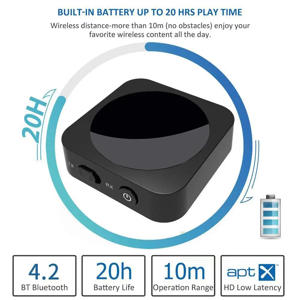 Многоточечное соединение Bluetooth 4,2 Aptx с низкой задержкой музыкальный передатчик приемник Мини A2DP беспроводной домашний стерео аудио ТВ адаптер