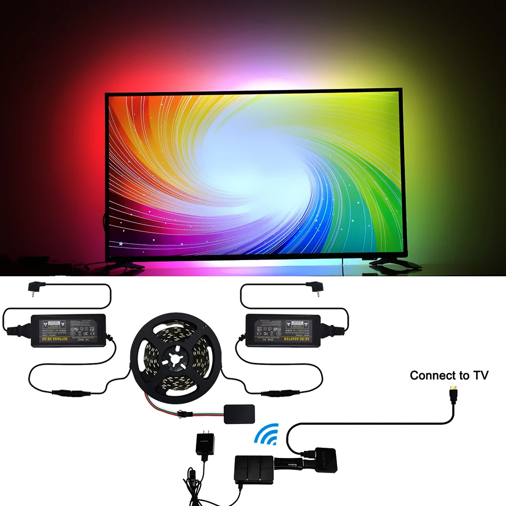 

LED TV Backlights ambient light to your TV LED TV Ambilight effect for TV HDMI sources for 40-80 inch HDTV Led Strip Lights Kit