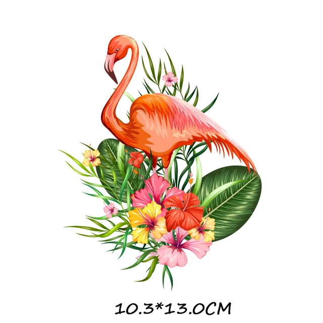 Cartoon Animals Flamingo Iron on Transfers Heat Transfer Ironing Stickers Kids Clothing T-shirt Thermal Patches Decal Appliques 1162