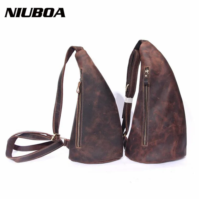 NIUBOA, Мужская нагрудная сумка, на одно плечо, на спине, сумка из натуральной кожи, для путешествий, мужские сумки через плечо, сумки на плечо, высокое качество, кожаная сумка