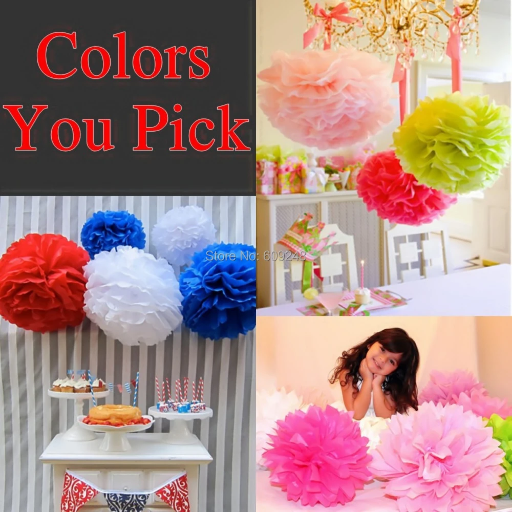 Pompons En Papier Pour Mariage Couleurs Melangees Bleu Noir Vert Rouge Or Argent Jaune Orange Rose Blanc Violet Menthe 14 Pouces 35cm Aliexpress