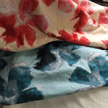 

100cm*140cm Linen Cotton Material Chinese Painting Floral Print Fabric For Dress Gown