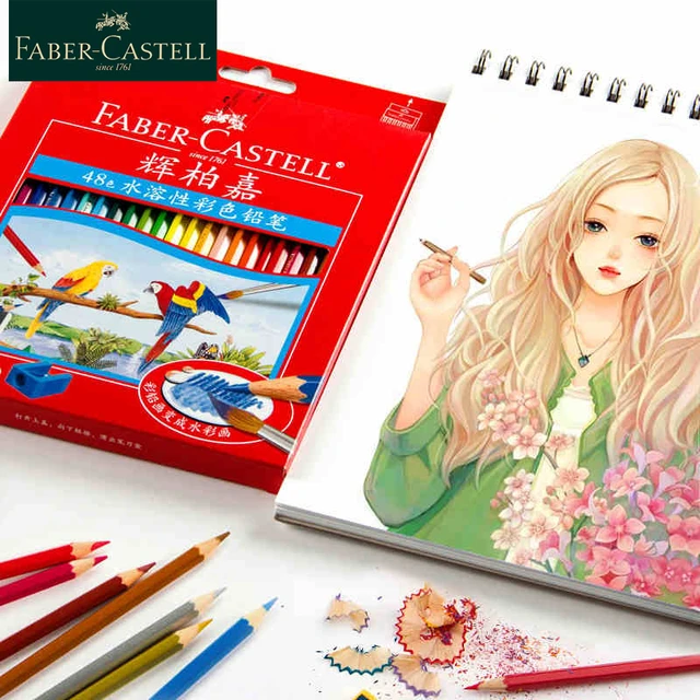 Faber Castell WaterColor Pencils with Sharpener and Brush, 48 WaterColored  Pencils set - AliExpress