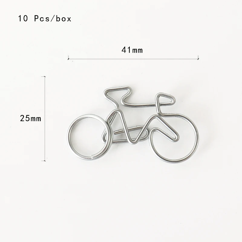 TUTU 10Pcs Cute Decorative Bicycle Shaped Paper Clips Scrapbook Memo Clip Metal Binder Paperclips Bookmark Stationery H0318