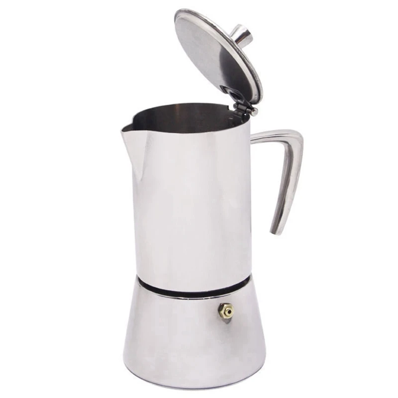 Silver 4 чашки из нержавеющей стали кофейник Moka Кофеварка чайник Moka плита Инструмент фильтр Перколятор кофейник инструмент Перколятор - Цвет: Silver