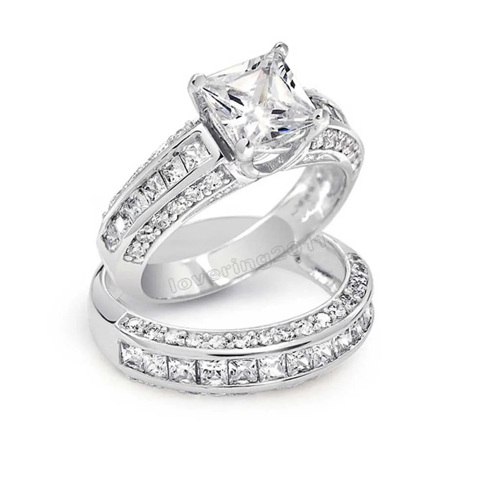 Обручальное кольцо с фианитом 5 11 Дюймов 10 карат|ring set|wedding bandprincess cut |