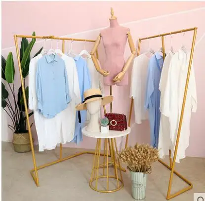Clothing Shop Zhongdao Shopping Rack Shop Atrium Design Shoe Bag Show Table Gold Simple Iron Clothing Rack.
