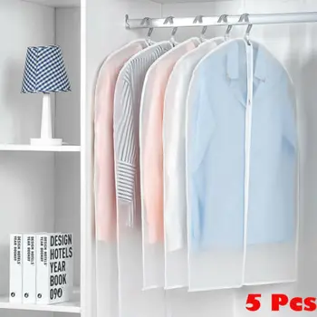 

5PCS 4 Size Clear Zippered Dust Cover Clothes Plastic Protection