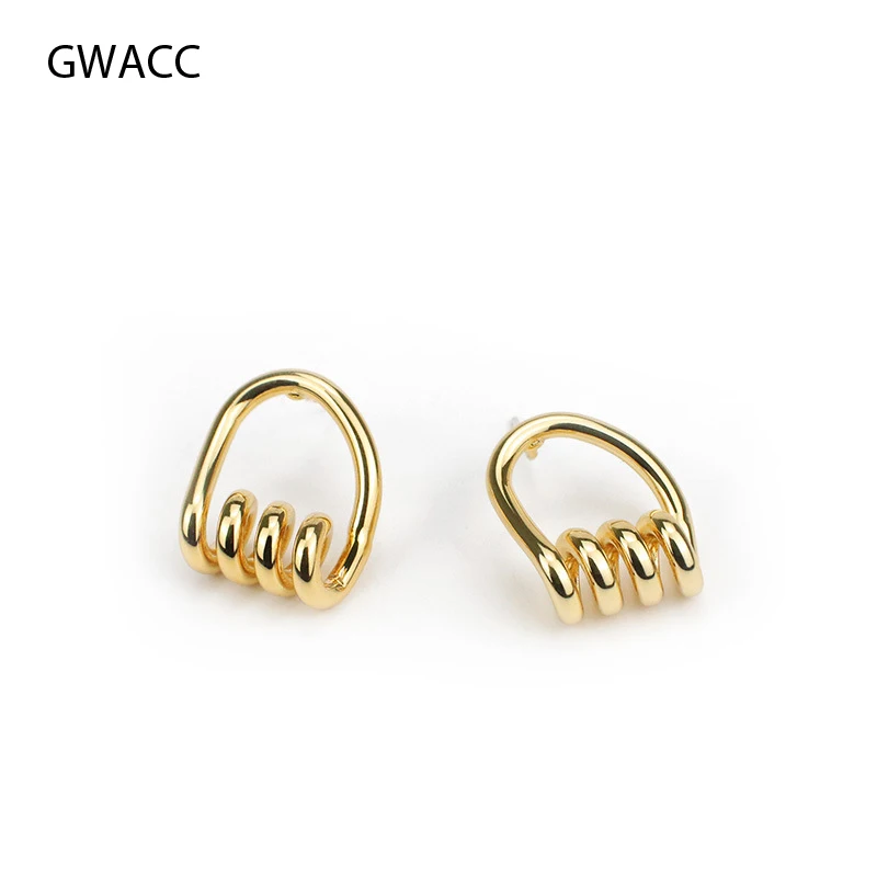 

GWACC Geometric Spiral Small Stud Earrings For Women Minority Spring Shape Design Original INS Minimalist Fashion Jewelry
