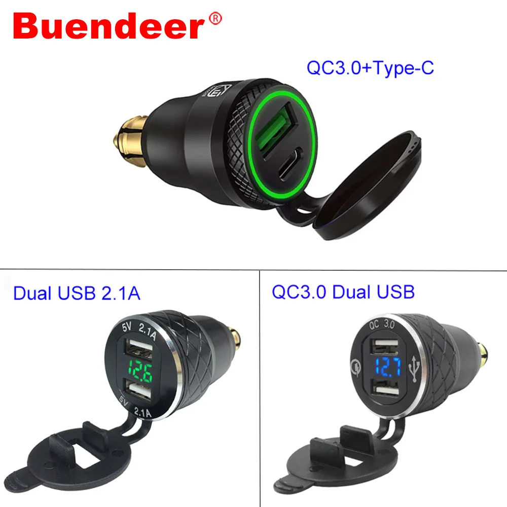 Buendeer Din на USB мотоцикл QC3.0 Быстрая зарядка USB разъём адаптера питания DIN зарядное устройство для triumph tiger 800 xc BMW R1200RT