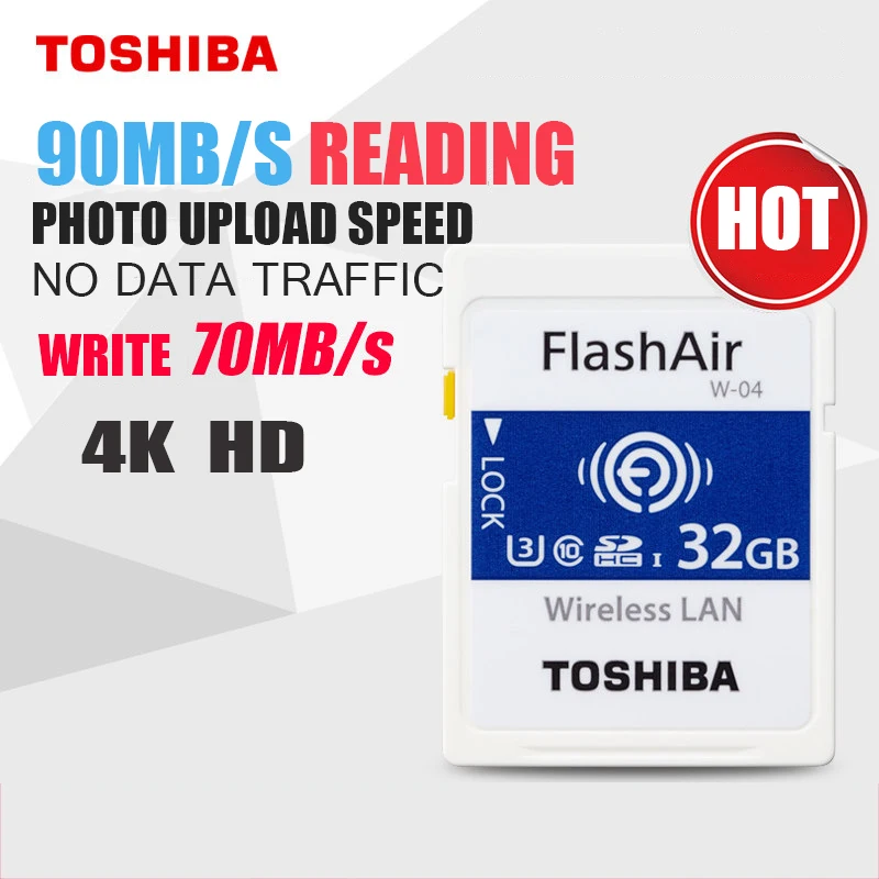 TOSHIBA Flash Air W 04 карта памяти 32 Гб 16 wifi sd 90 МБ/с./с Беспроводная SDHC Tarjeta SD для