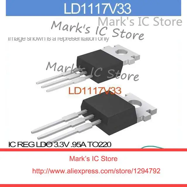 LD1117V33 IC REG LDO 3.3V .95A TO220 LD1117V3 1117V3 LD1117 1117V33 ...