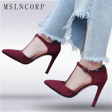 Plus Size 34-43 Sexy Summer Women Sandals Thin High Heel Pointed toe Shoes Ankle Buckle T Strap Ladies Wedding Party Pumps Shoes цена Plus Size 34-43 Sexy Summer Women Sandals Thin High Heel Pointed toe Shoes Ankle Buckle T Strap Ladies Wedding Party Pumps Shoes цены онлайн