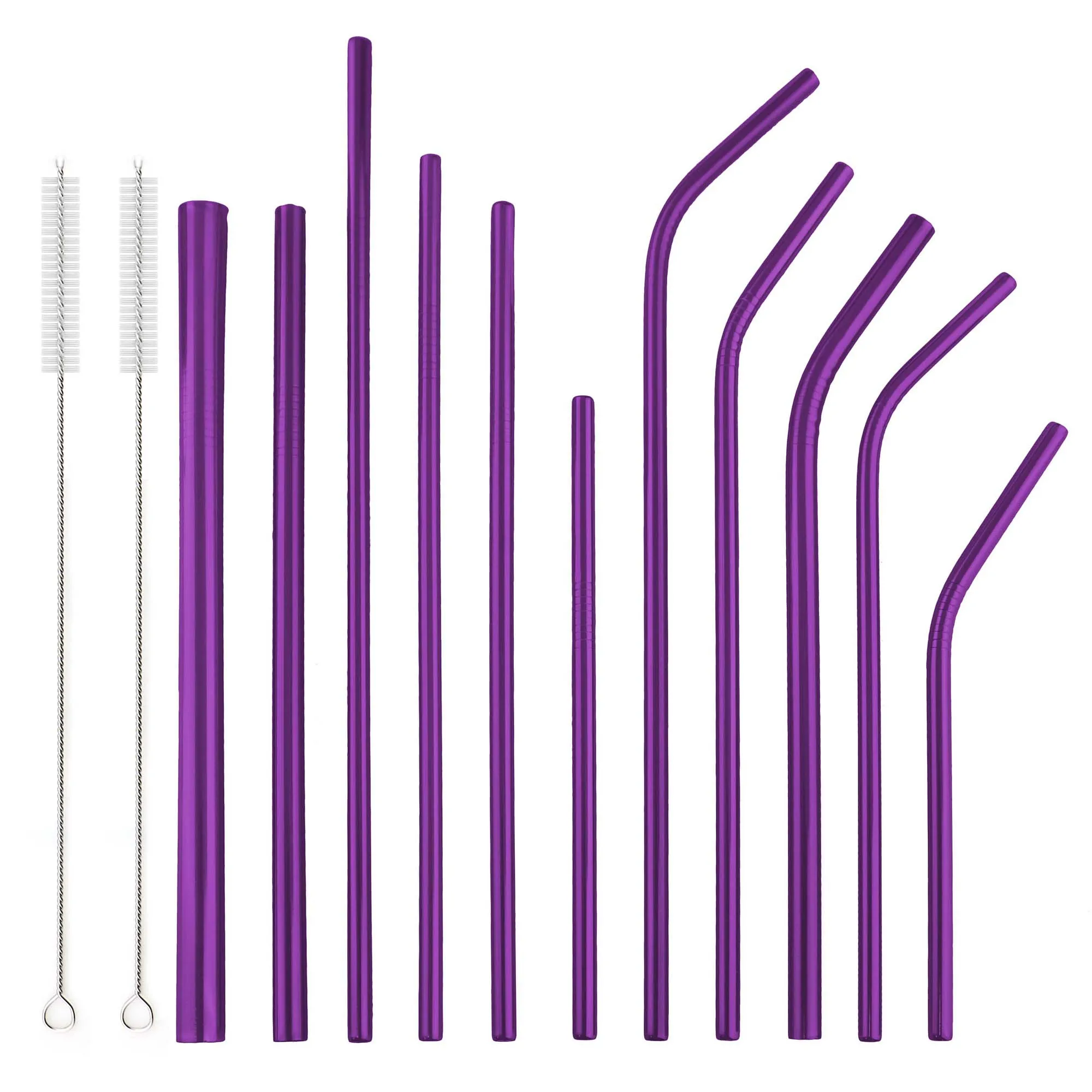 5Pcs/Set Reusable Drinking Straw With Cleaner Brush Metal Straw 304 Stainless Steel Straw 215MM Straw Eco Friendly Straw Box