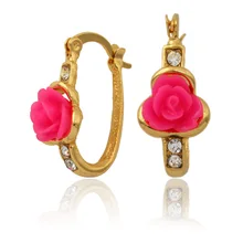 Collare, уникальный цветочный дизайн Хооп Серьги золотистого цвета серьги с горным хрусталем для Для женщин E412