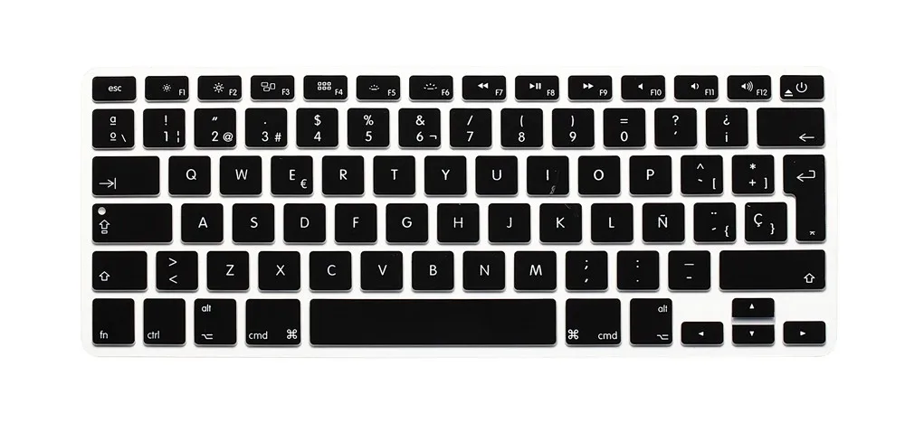 Красочные ЕС испанские буквы силиконовая клавиатура защитная пленка для Apple Mac MacBook Pro 13 15 17 Air retina 13 - Цвет: Black