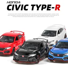 1:32 HONDA CIVIC TYPE-R Diecasts & Toy Vehicles Car Model With Sound Light Collection Car Toys For Boy Children Gift Christmas